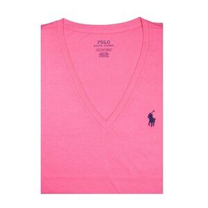 Polo Ralph Lauren Women's Short Sleeve CLSC Fit V-Neck T-Shirt Pink MSRP $58.00